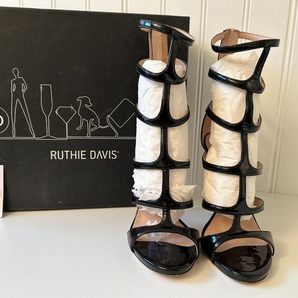 Ruthie Davis Twiggy Black Patent shoes size 37 - Picture 3 of 6